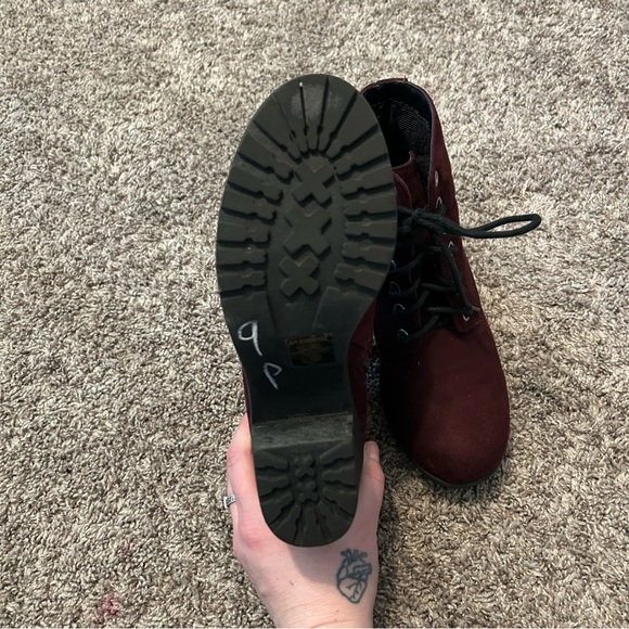 Burgundy Lace-Up Ankle Boots - Picture 4 of 6